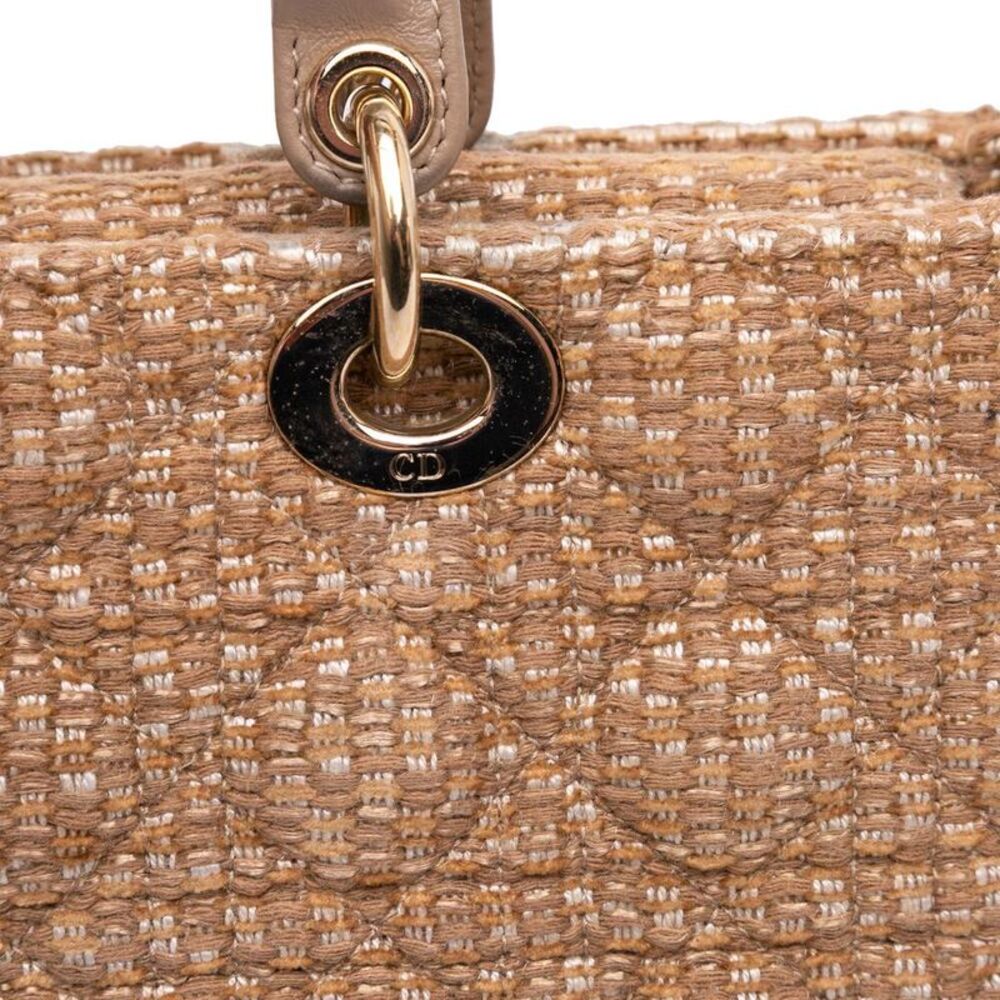 Pre Loved dior Lady Top Handle Canvas Bag Women Brown Satchel - Picture 7 of 8